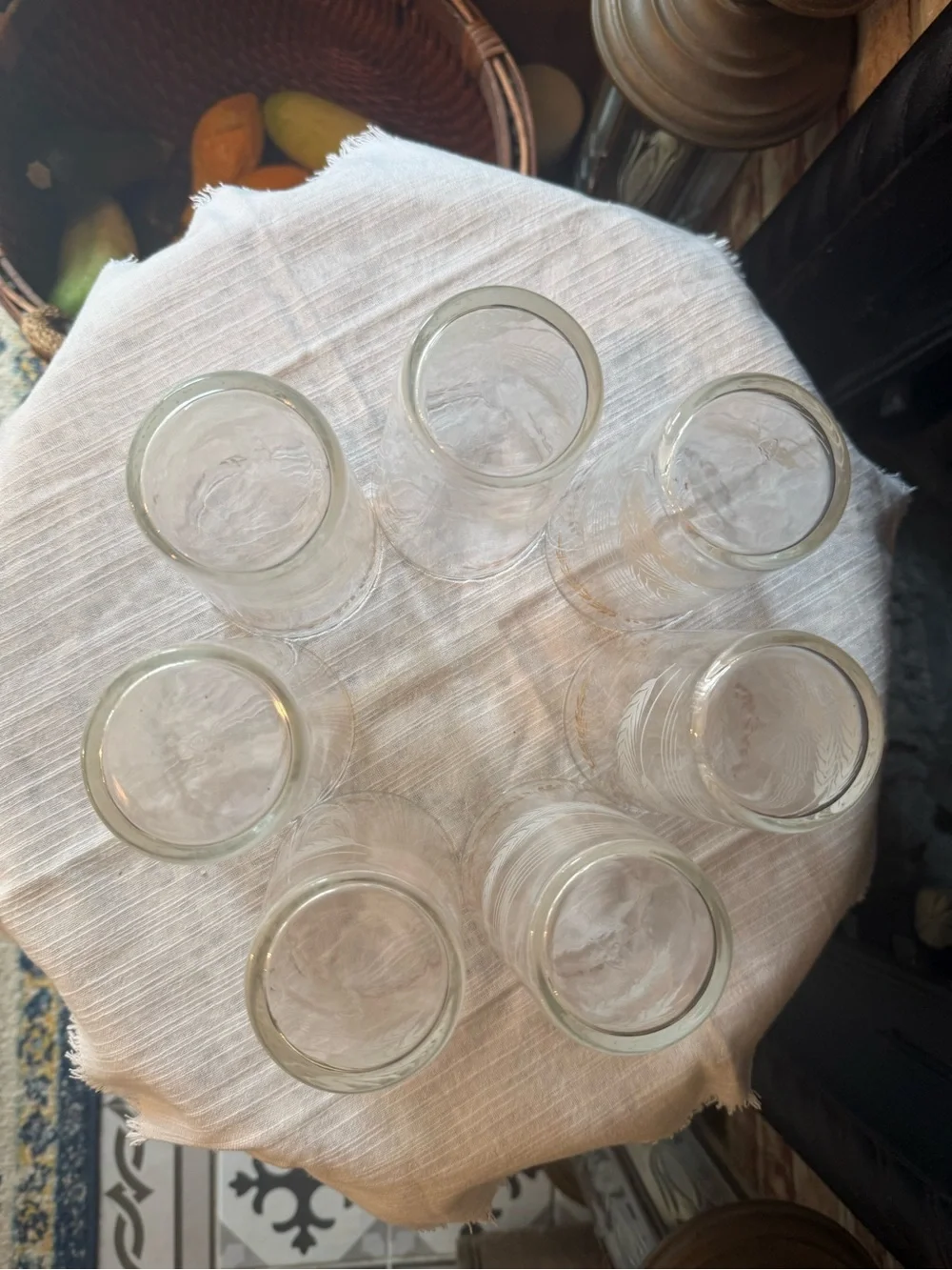 Gold & White Palm Leaf Glass Tumbler Set - 7 Pieces